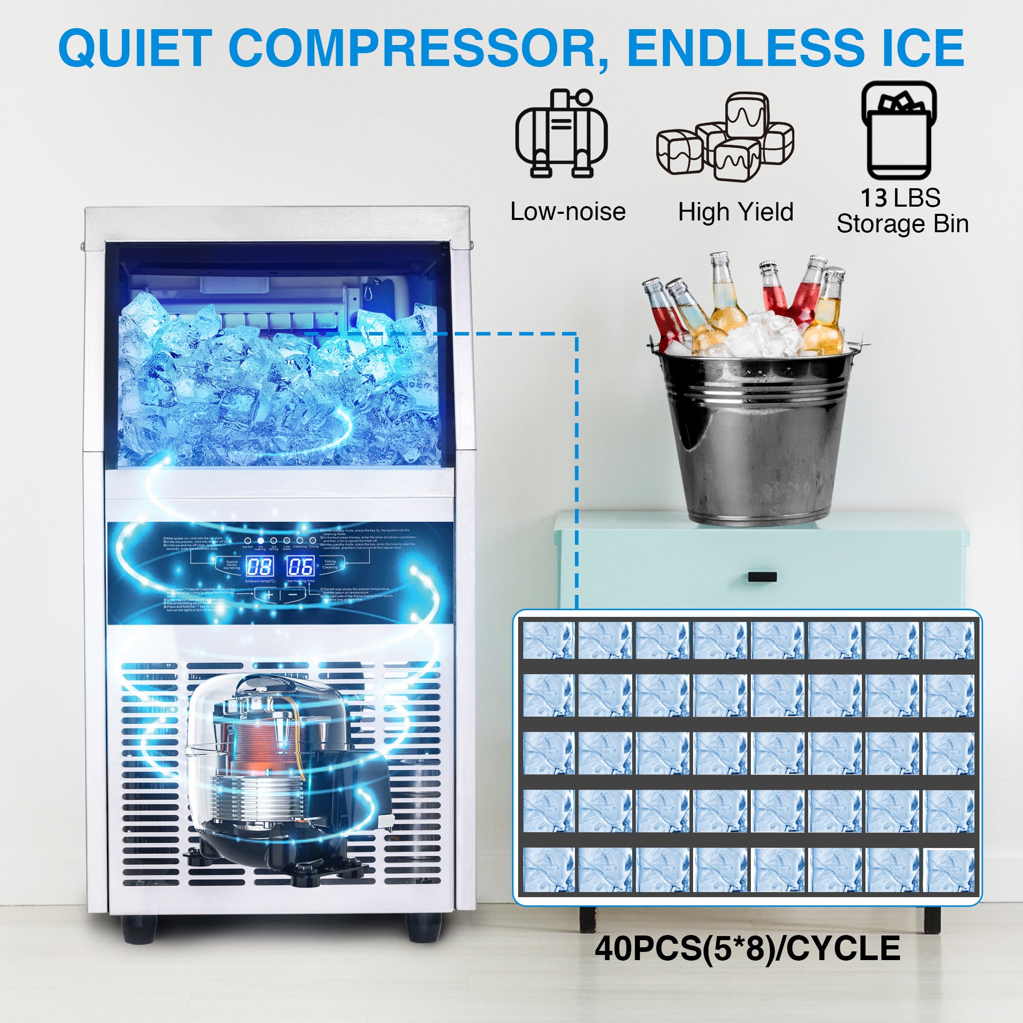CIM45 - Commercial Ice Maker Machine 150LBS/24H