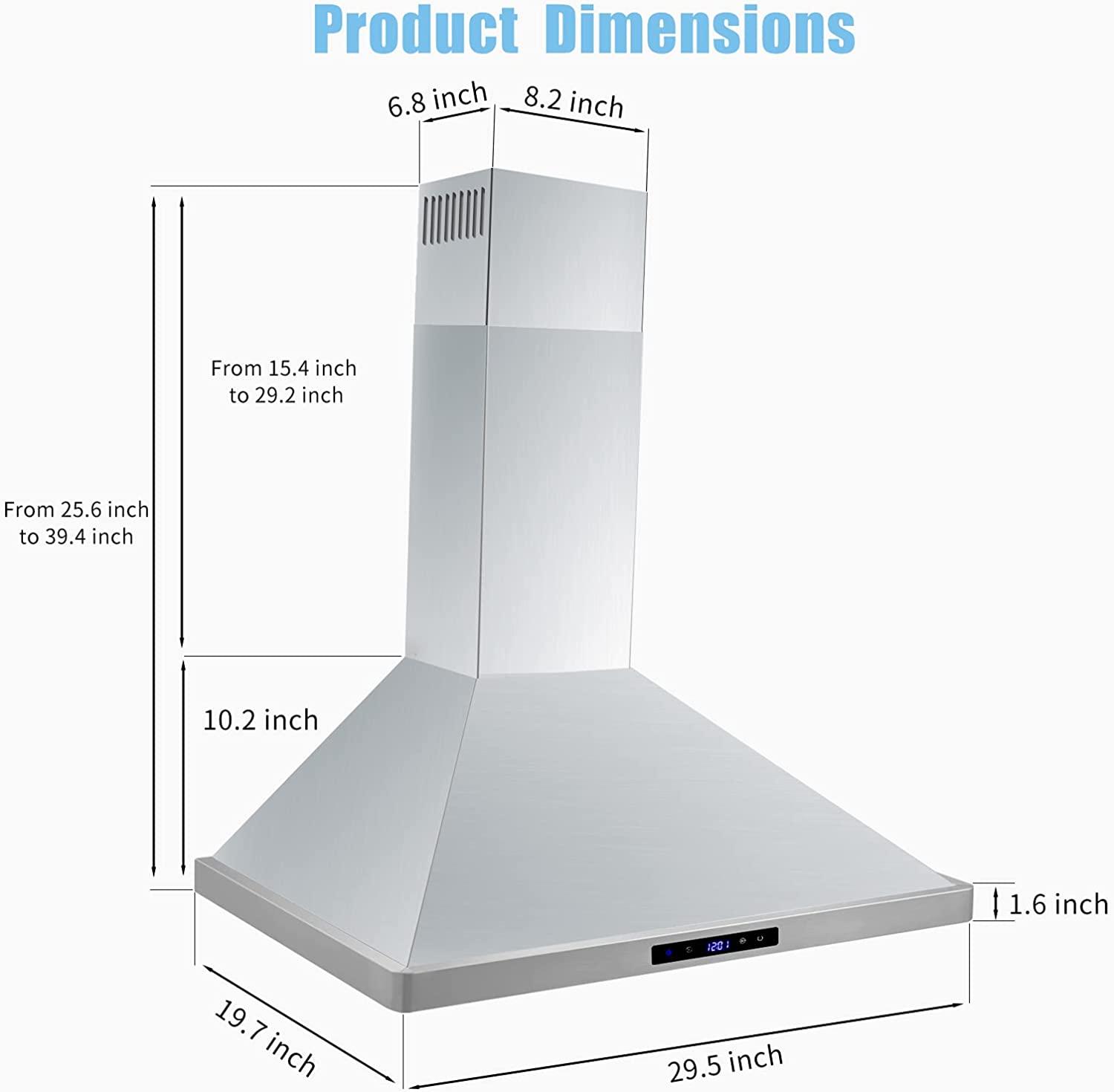 Dropship 30 Inch Range Hood 700CFM Wall Mount Stainless Steel