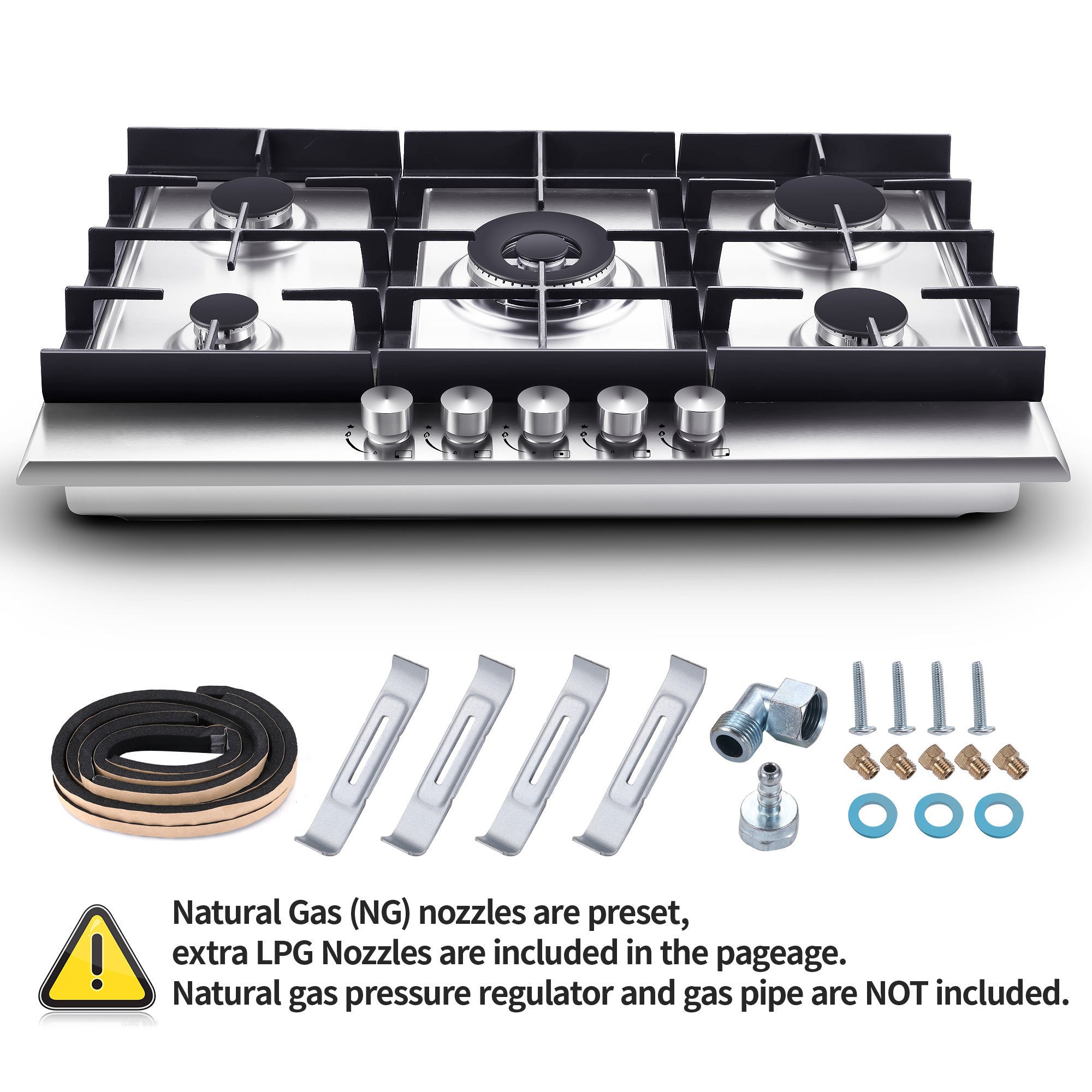 GC002-305S - 30 inch - 5 Burners Built-in Stainless Steel Gas Cooktop