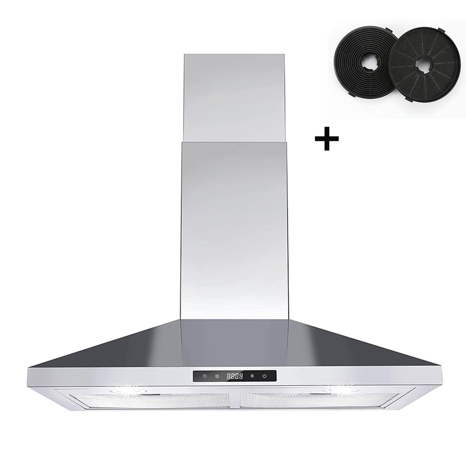 Tieasy Range Hood 30 inch Wall Mount Range Hood 450 CFM Vent Touch Control Aluminum Filters - USYS 0375A