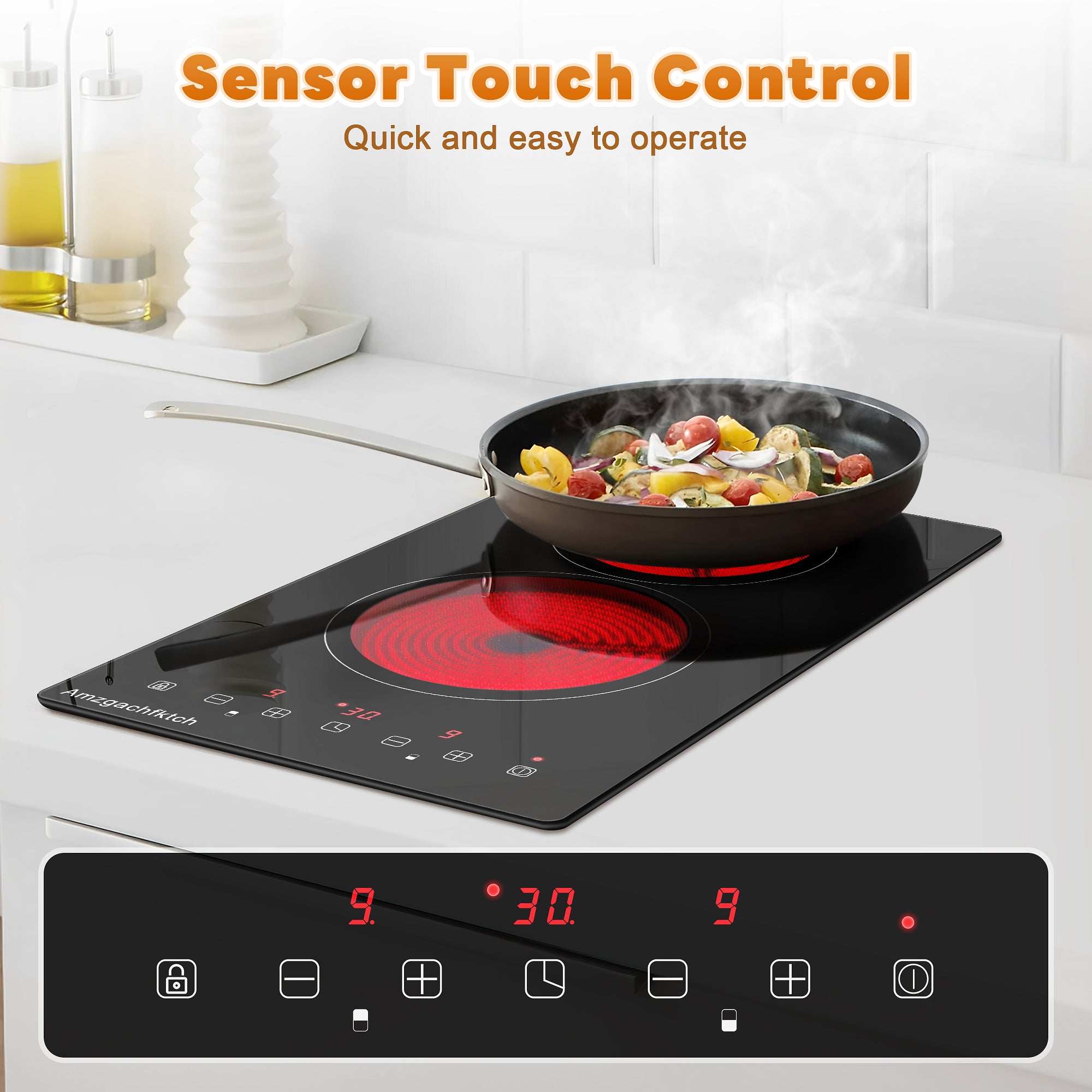 SK001-122BE- 12 Inch Built-in 2 Burner Electric Cooktop- 3000W, 220V~240V