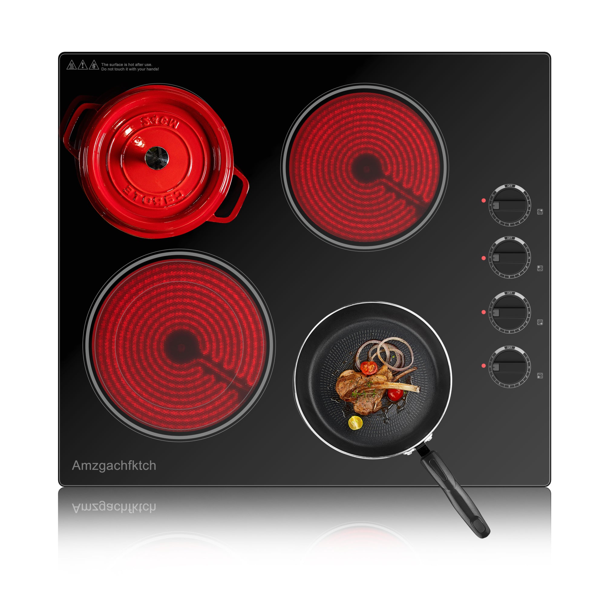 SK001-244BE- 24" Built-in Electric Cooktop 4 Burner Electric Ceramic Stove Knob