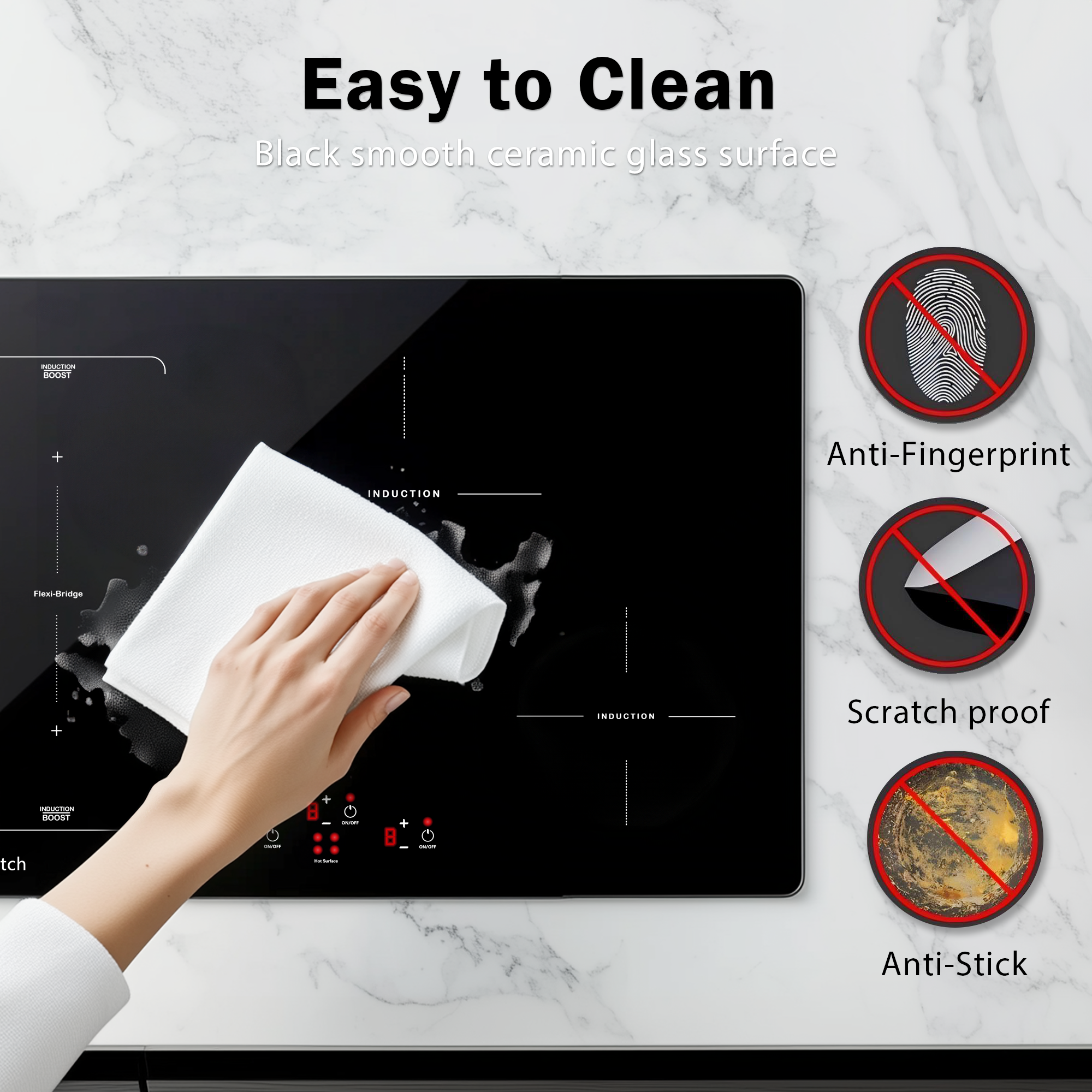 SK002-304BI- 30 Inch Induction Cooktop 4 Burner Built-In Electric Stove- 9000W, 220V~240V