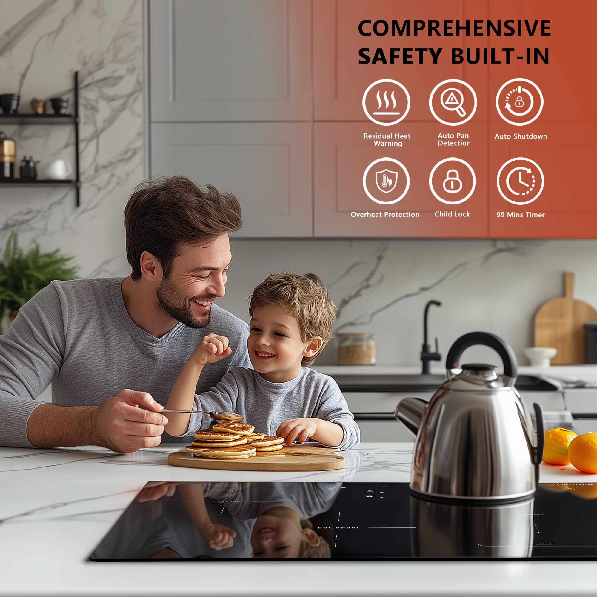 SK002-304BI- 30 Inch Induction Cooktop 4 Burner Built-In Electric Stove- 9000W, 220V~240V
