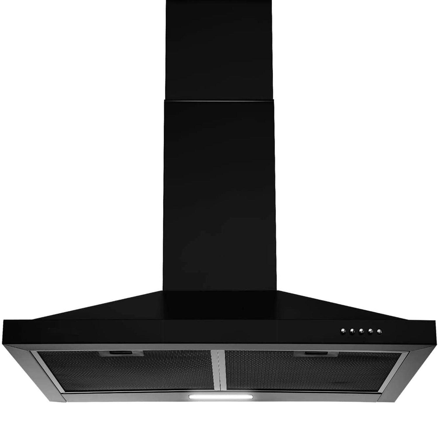 Tieasy 24 inch Wall Mount Black Range Hood Ducted/Ductless Convertible - GD1760BPA