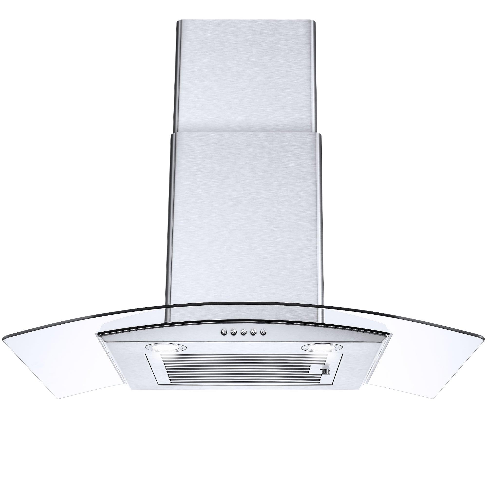 Tieasy Wall Mount Range Hood 30 inch with Ducted/Ductless Convertible Duct,  Stainless Steel Chimney-Style Over Stove Vent Hood with LED Light, 3 Speed Exhaust  Fan, 450 CFM