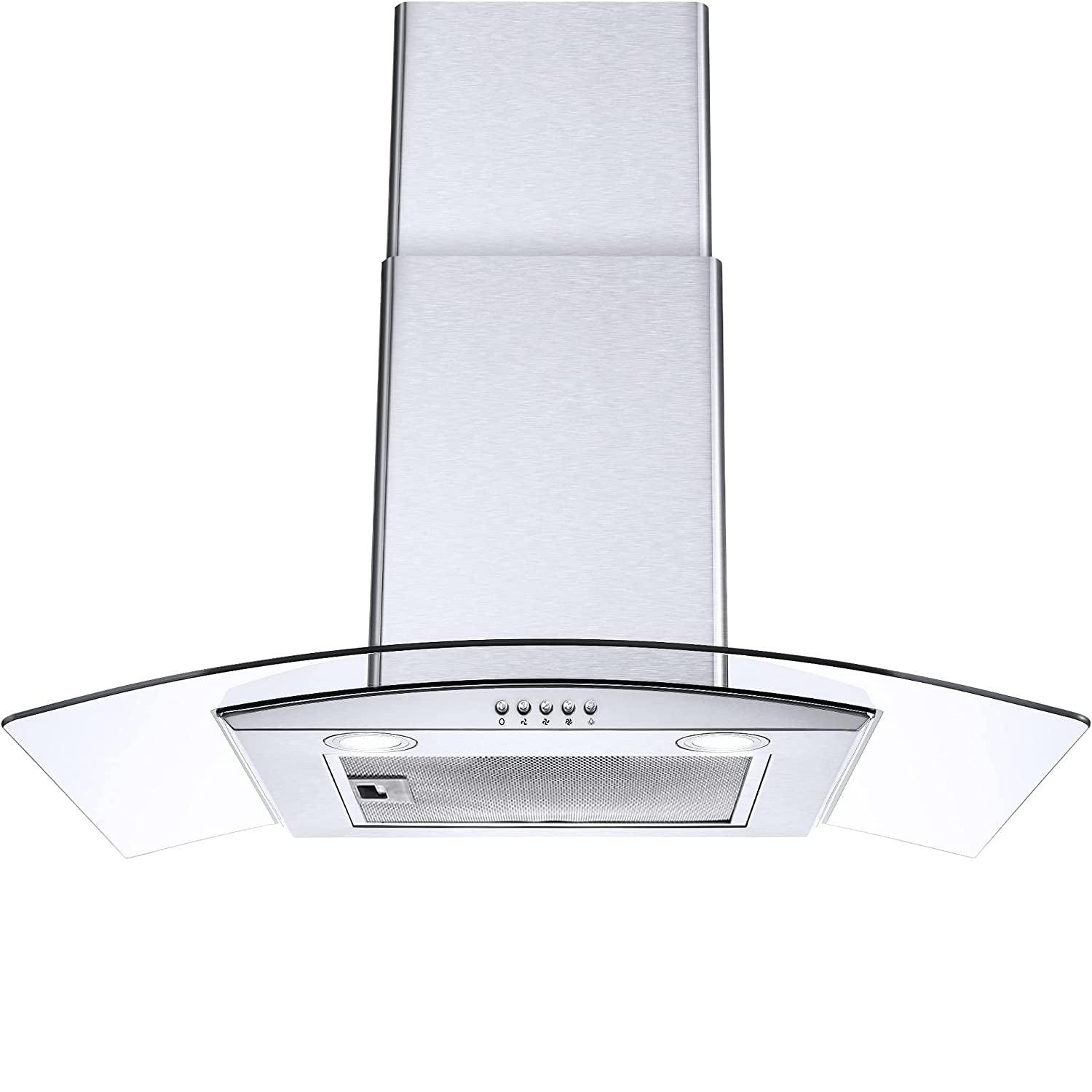 Tieasy 30 Inch Wall Mount Kitchen Hood with DuctedDuctless Convertible Duct - 3375A