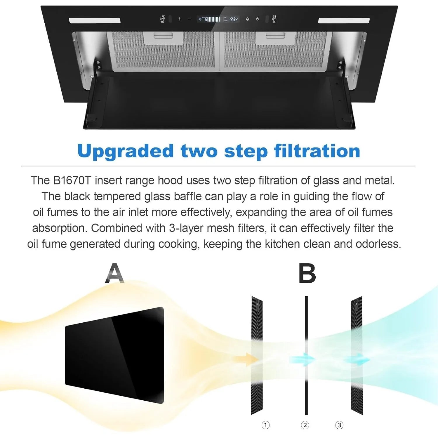 YYB1670T - 30in Built-in Range Hood 900CFM