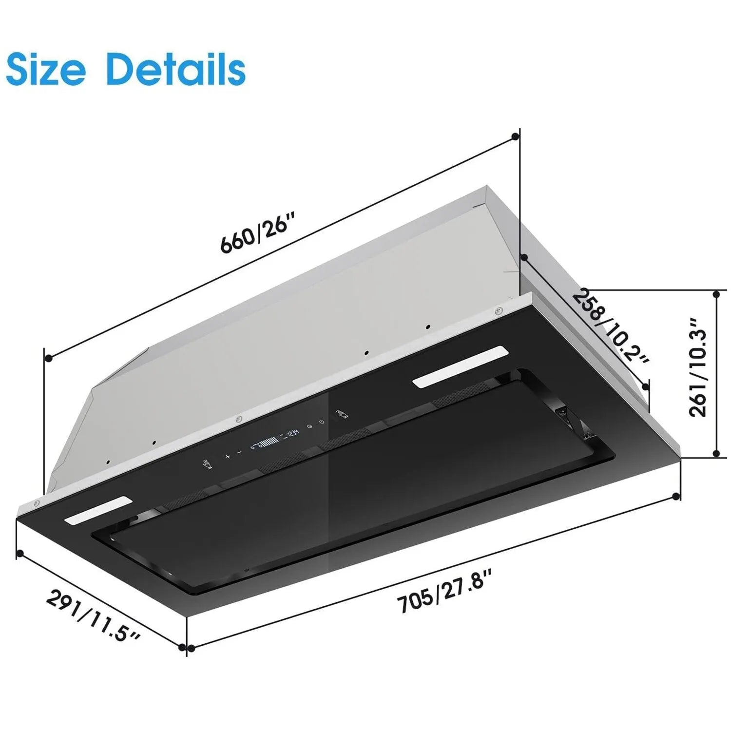 YYB1670T - 30in Built-in Range Hood 900CFM