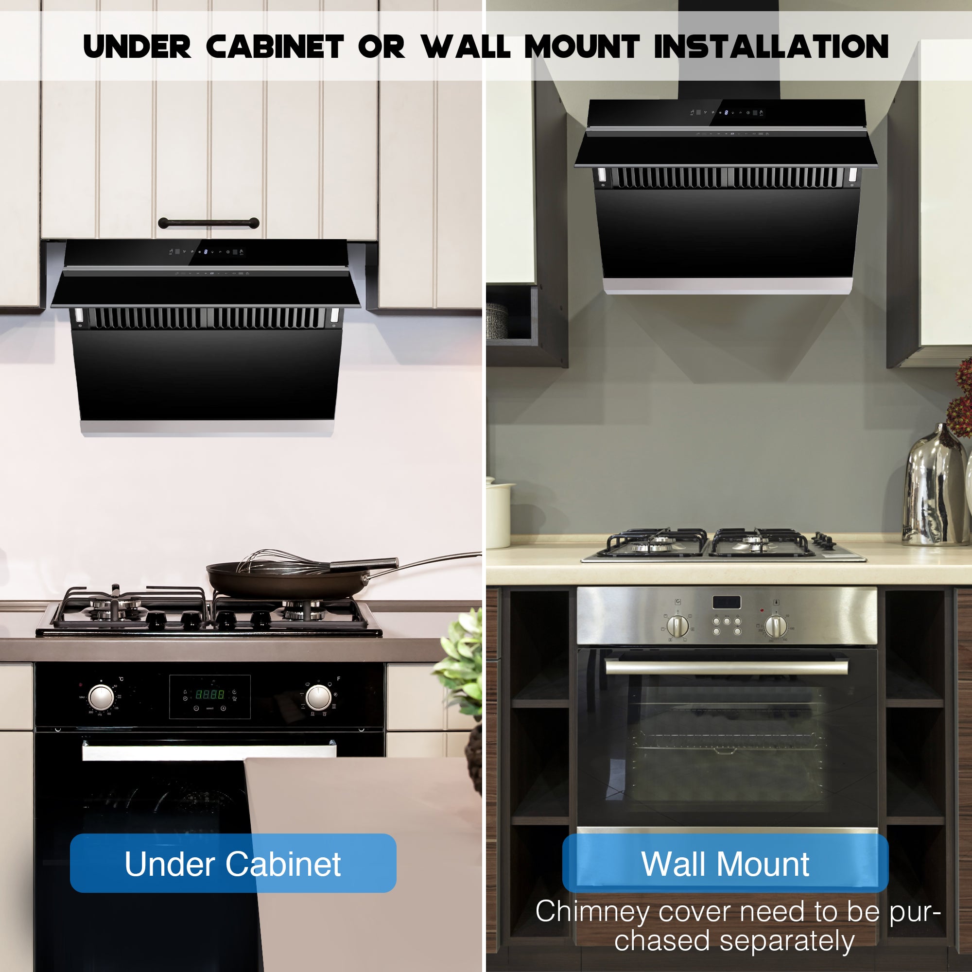 Iseasy 30 500 CFM Convertible Wall Mount Range Hood with Charcoal Filters and Vent Hose 18594