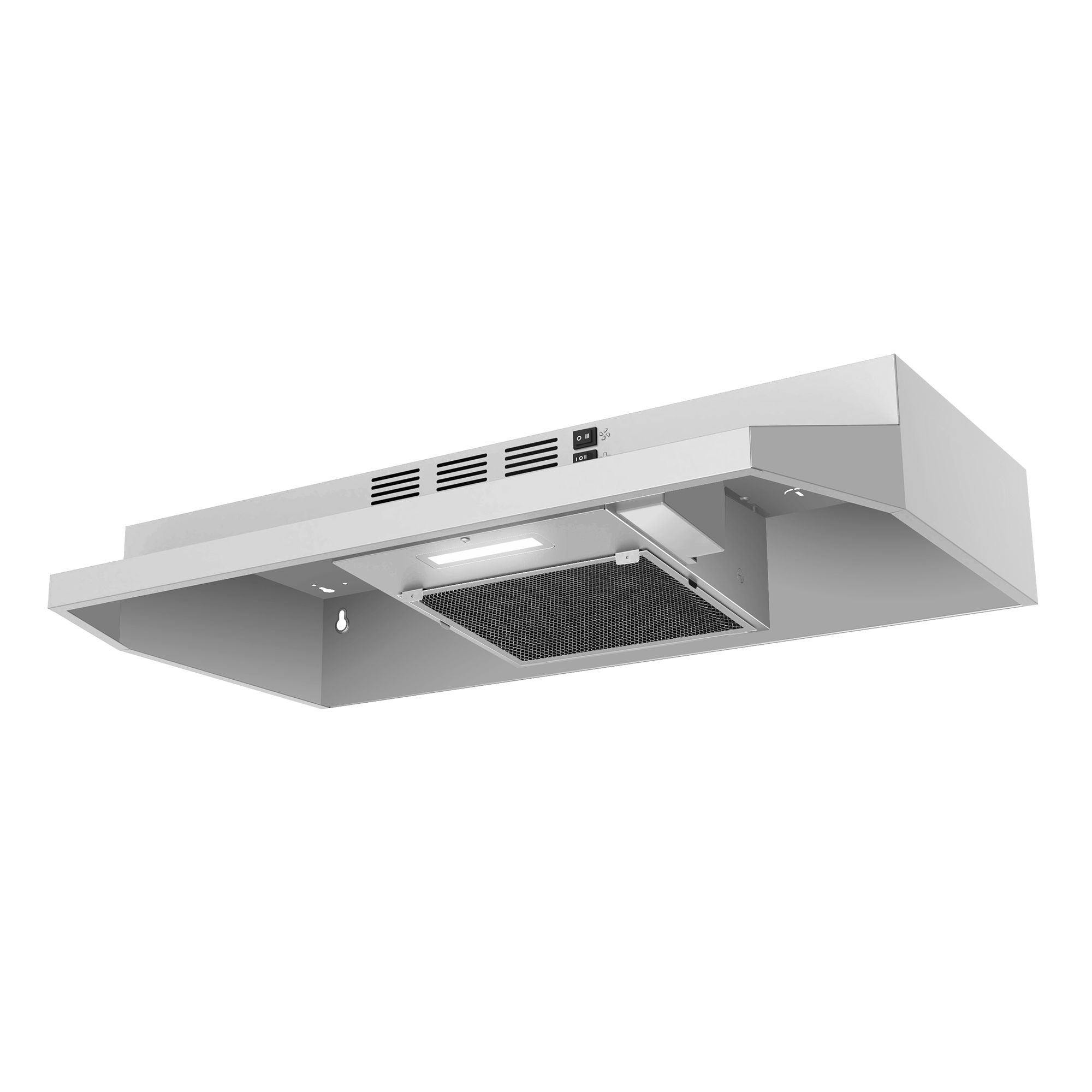 Tieasy 30 inch Under Cabinet Range Hood, Ducted/Ductless Convertible Kitchen Hood - ‎GF3976WH/BK