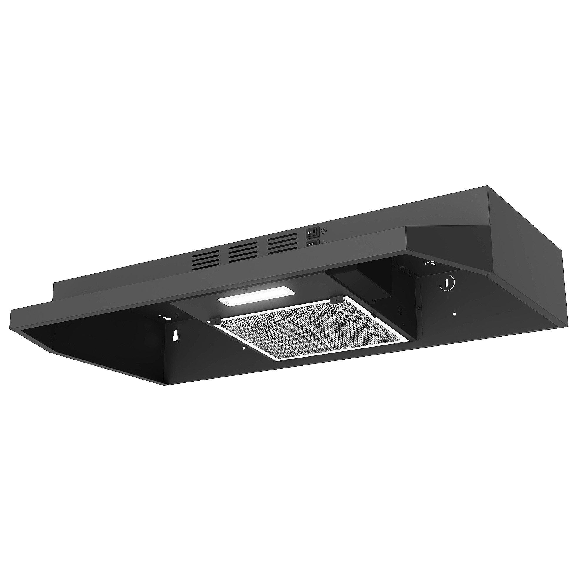 Tieasy 30 inch Under Cabinet Range Hood, Ducted/Ductless Convertible Kitchen Hood - ‎GF3976WH/BK