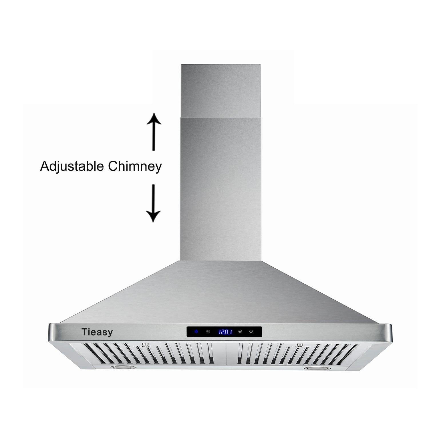 Tieasy 30 inch Wall Mount Range Hood 700 CFM Stainless Steel Kitchen Vent Hood