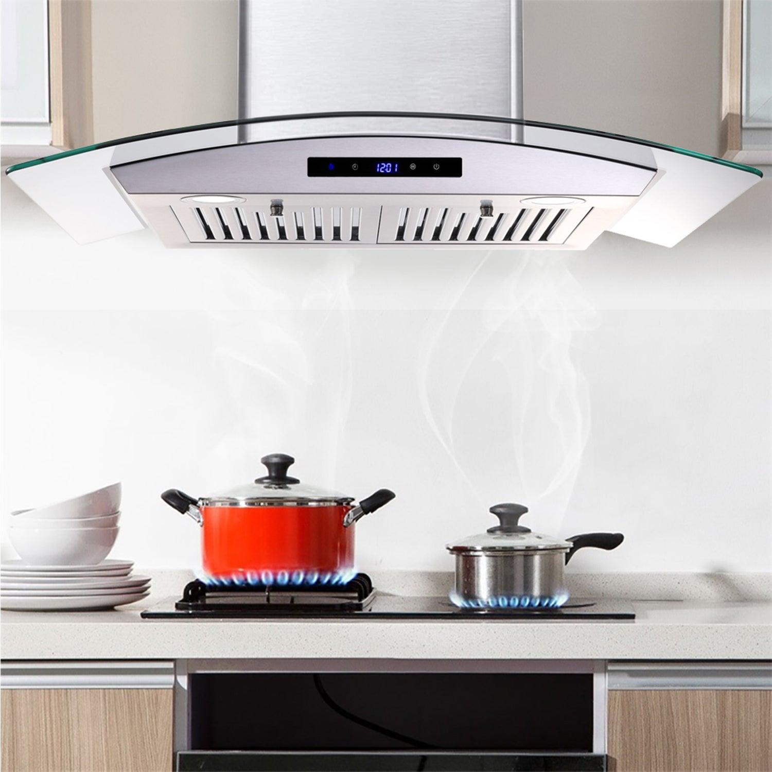 Tieasy 30 inch Wall Mount Range Hood 700 CFM Vent Hood Touch Control Stainless Steel Filters