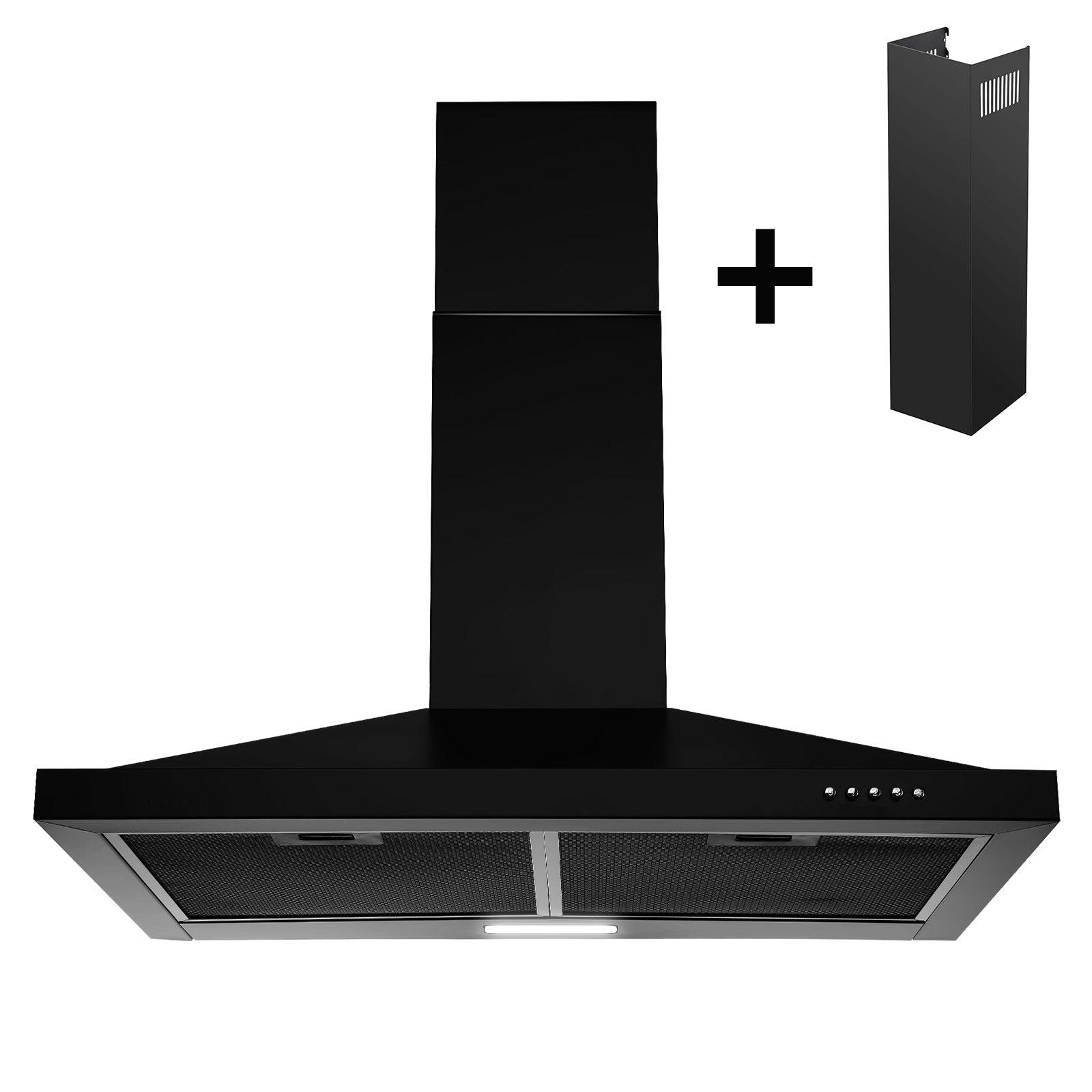Wall Mount Range Hood 30 inch Black Stainless Steel 450CFM Convertible Vent  New