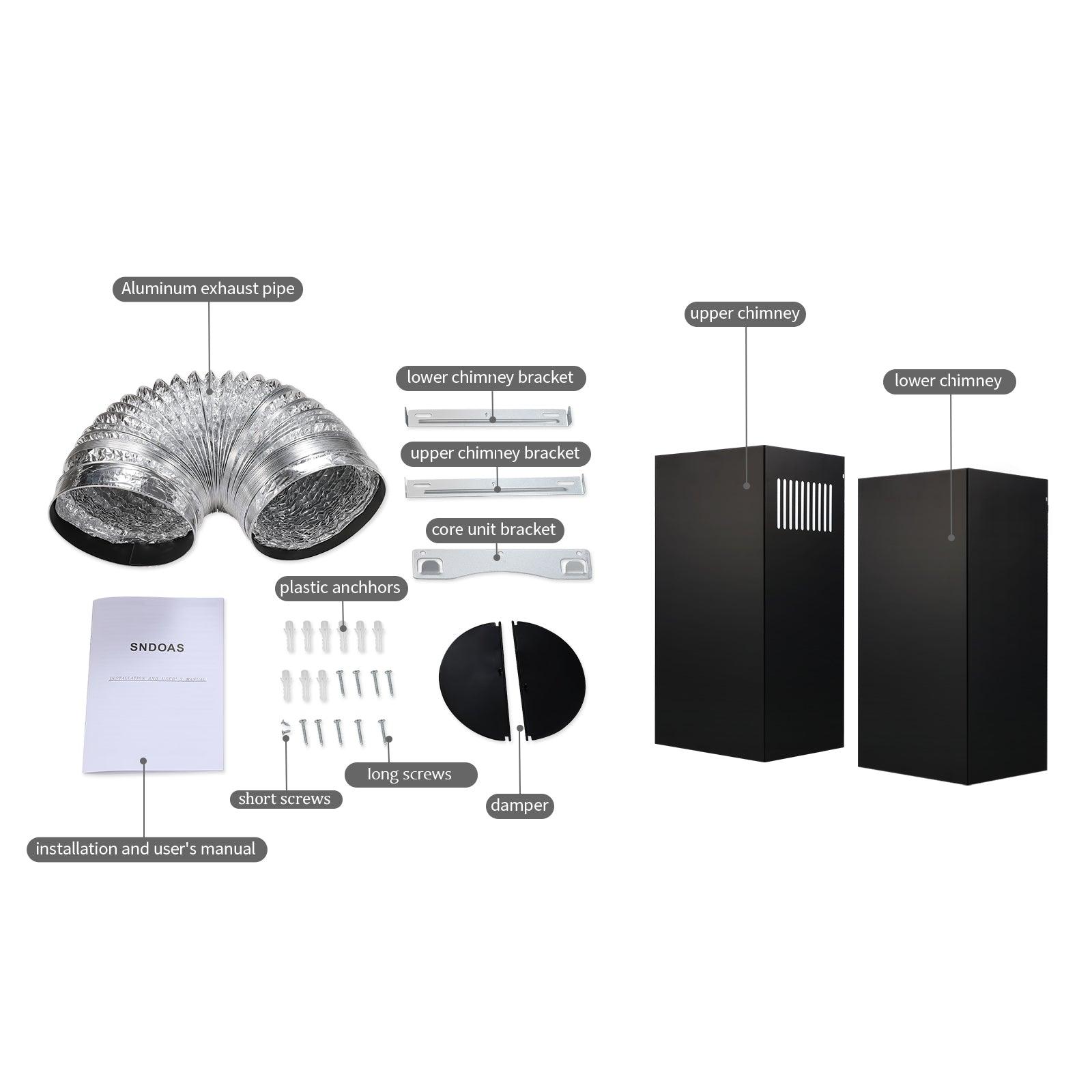 Tieasy 30 inch Wall Mount Range Hood Black 450 CFM DuctedDuctless w 3 Speed Fan
