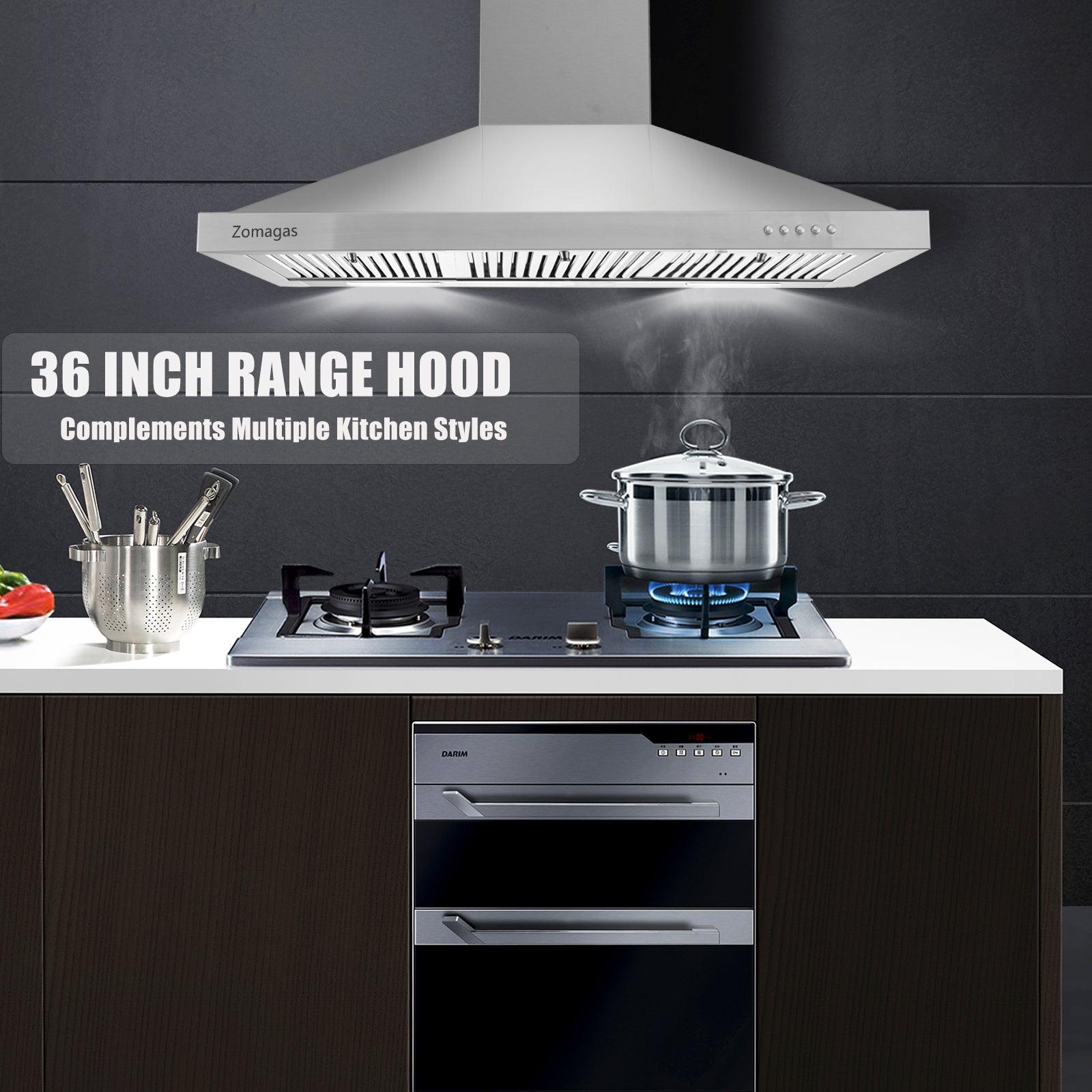 Tieasy 36 Inch Wall Mount Range Hood 3 filters and 2 x 2W LED Lights 