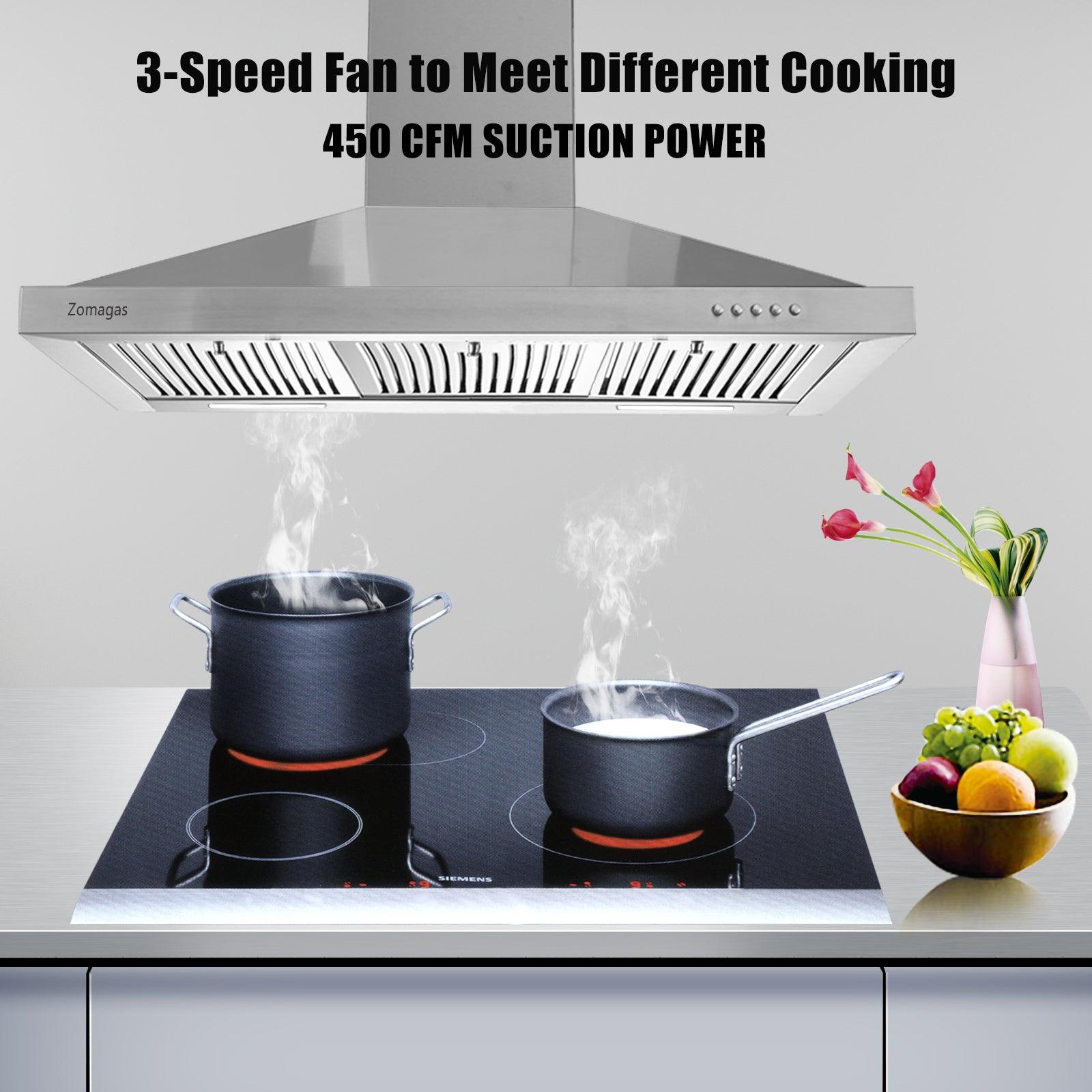 Tieasy 36 Inch Wall Mount Range Hood 3 filters and 2 x 2W LED Lights 