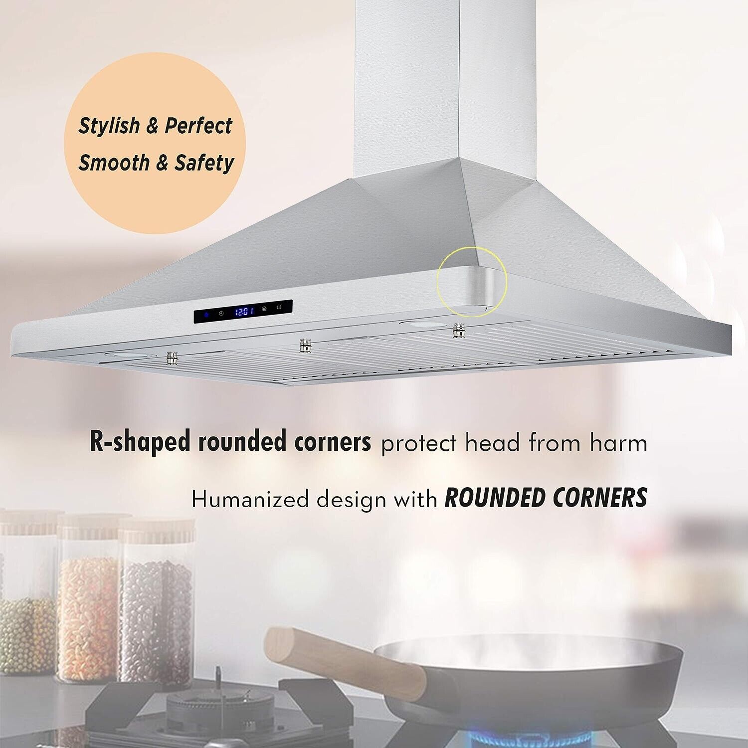 Tieasy 36in Wall Mount Hood Stainless Steel Kitchen Stove Vent 700CFM 3-Speed Fan - 1090 Range Hood USGD1090(Ducted)