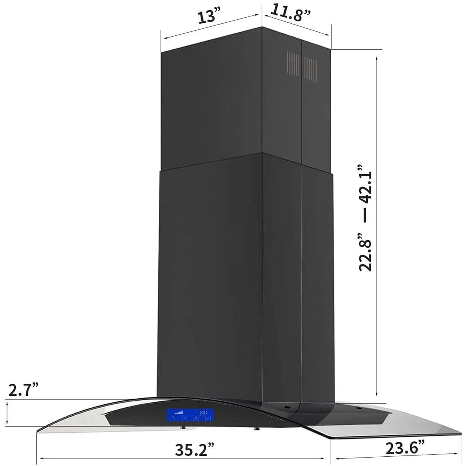 Tieasy 36 inch Island Mount Range Hood 700CFM with 4 LED Lights and Baffle filter