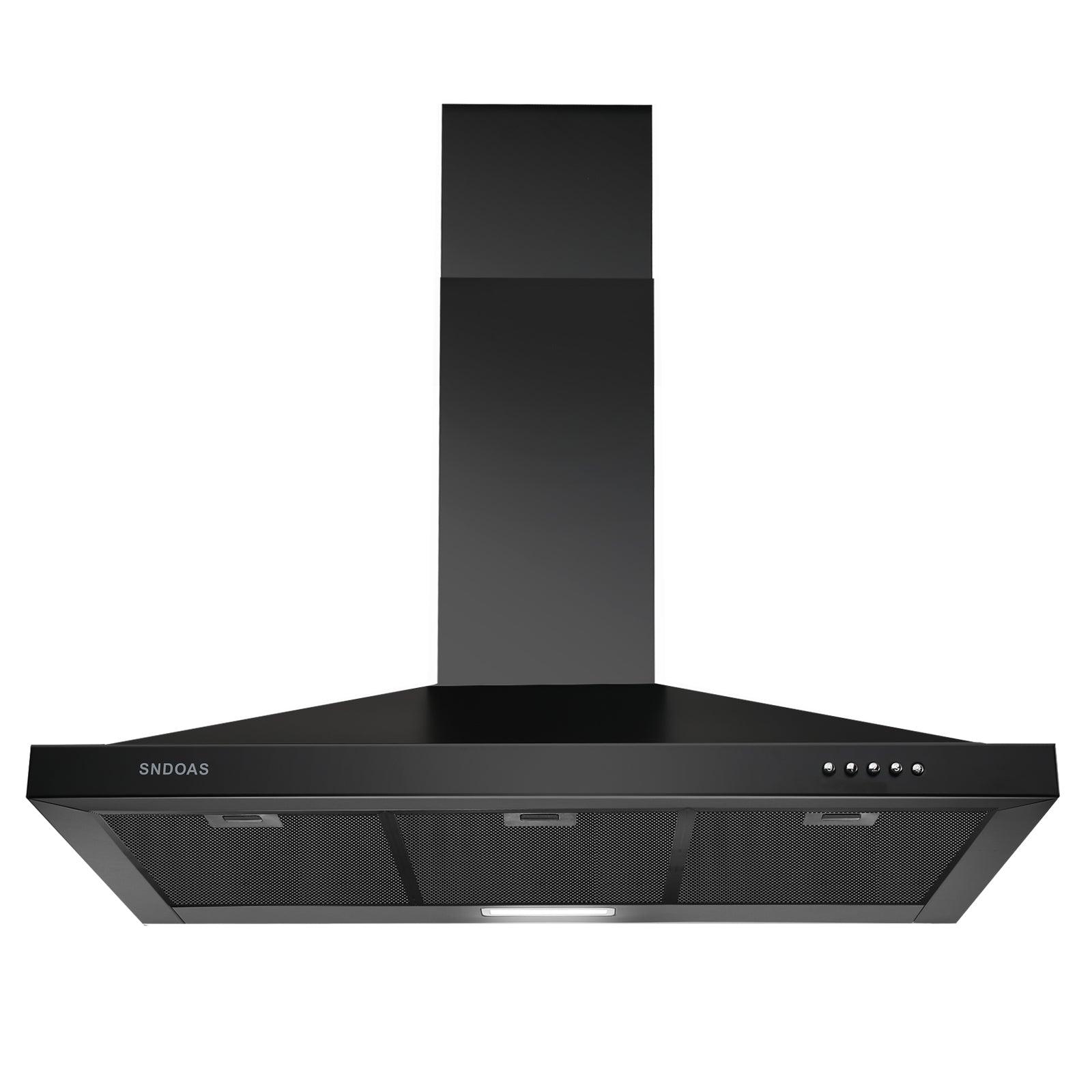 Tieasy 36 inch Wall Mount Range Hood Black 450 CFM Stove Vent with 3 Speed Fan