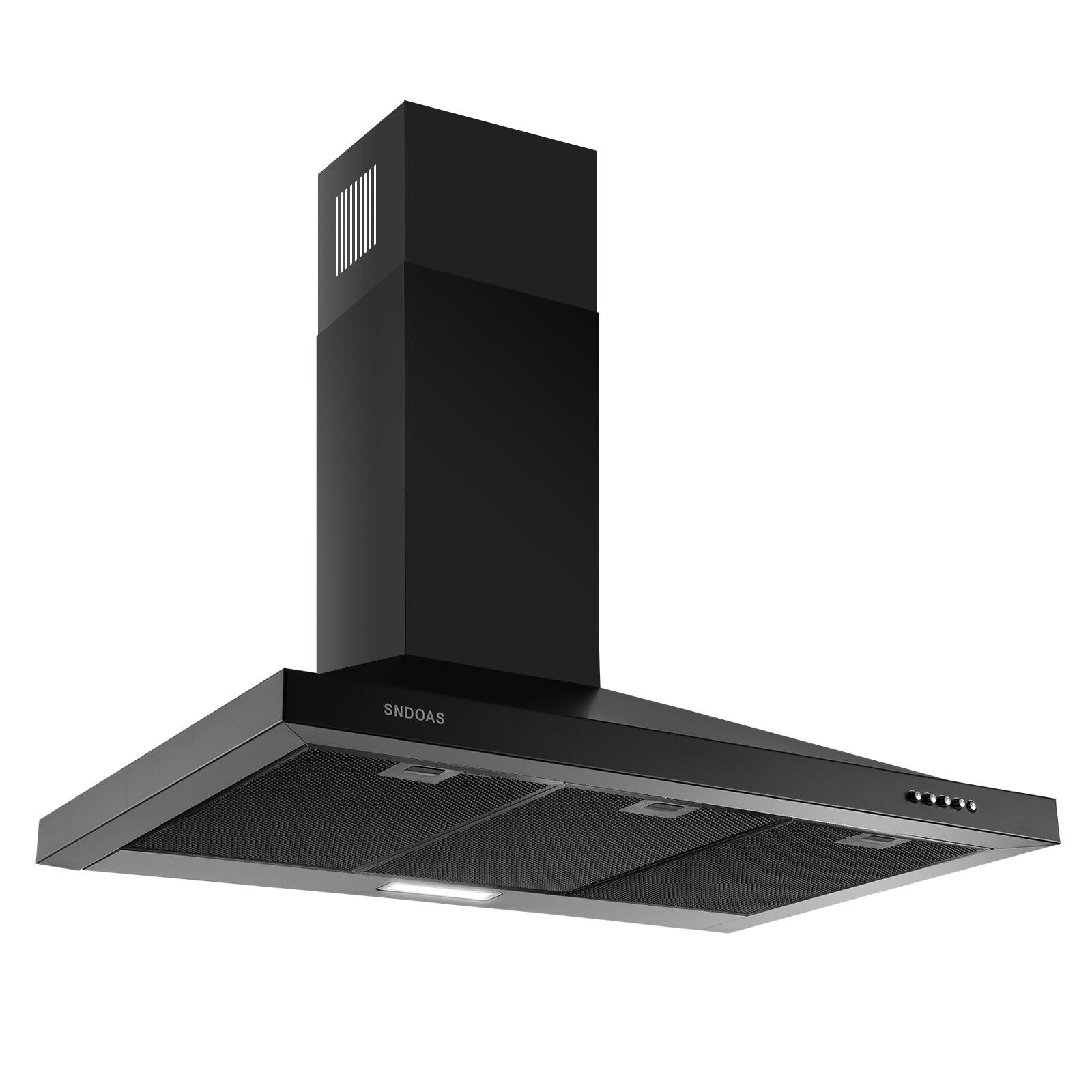 Tieasy 36 inch Wall Mount Range Hood Black 450 CFM Stove Vent with 3 Speed Fan