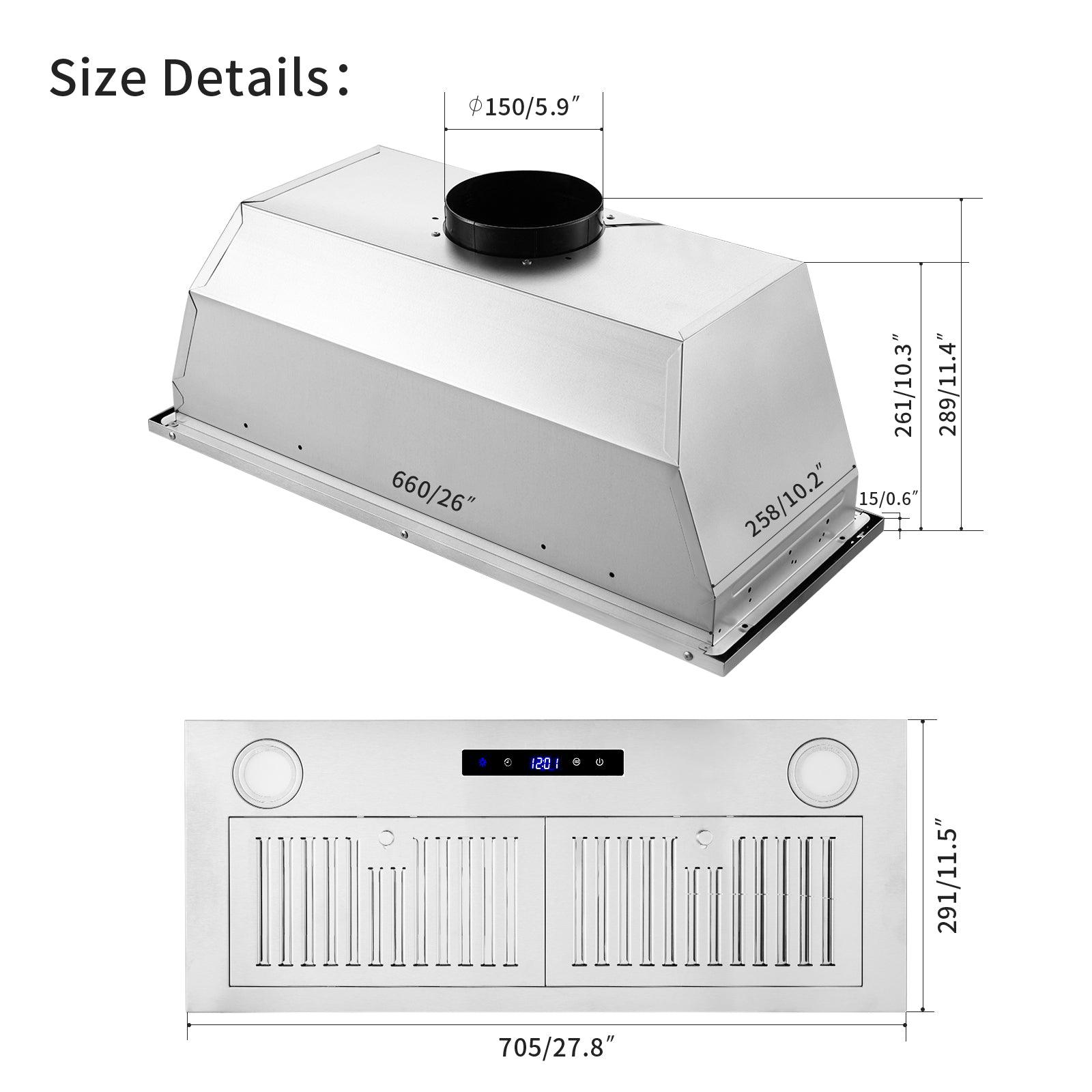 Tieasy Built in Touch Control stainless Steel Kitchen Vent Hood 600CFM - USGB 1370‎TC - Tieasy