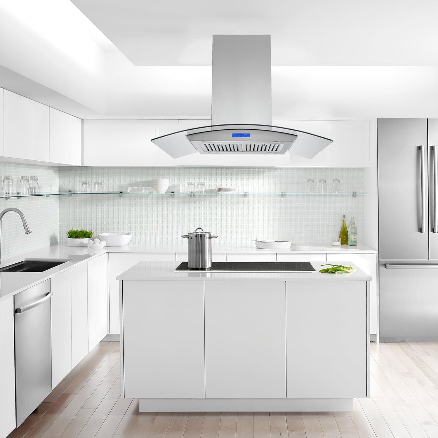 Tieasy Island Range Hood 36 inch Range Hood 700 CFM Stainless Steel Convertible