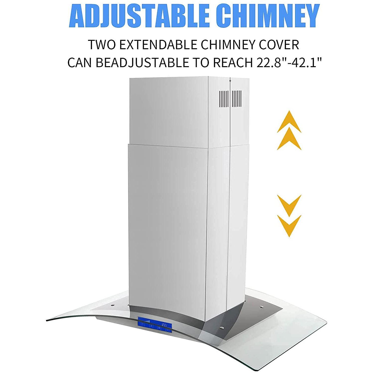 Tieasy Island Range Hood 36 inch Range Hood 700 CFM Stainless Steel Convertible