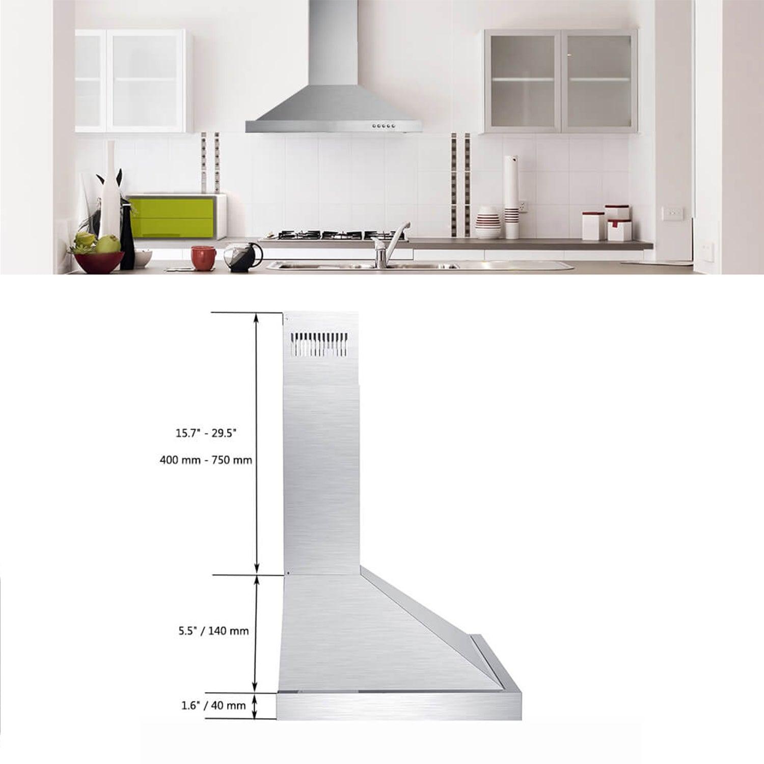 tieasy 30 inch Wall Mount Range Hood 450 CFM Stainless Steel 3 Speed Exhaust Fan