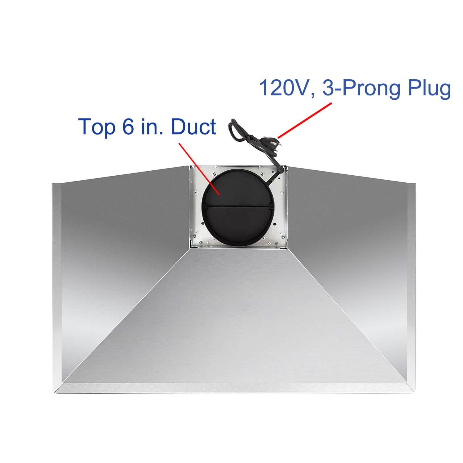 tieasy 30 inch Wall Mount Range Hood 450 CFM Stainless Steel 3 Speed Exhaust Fan