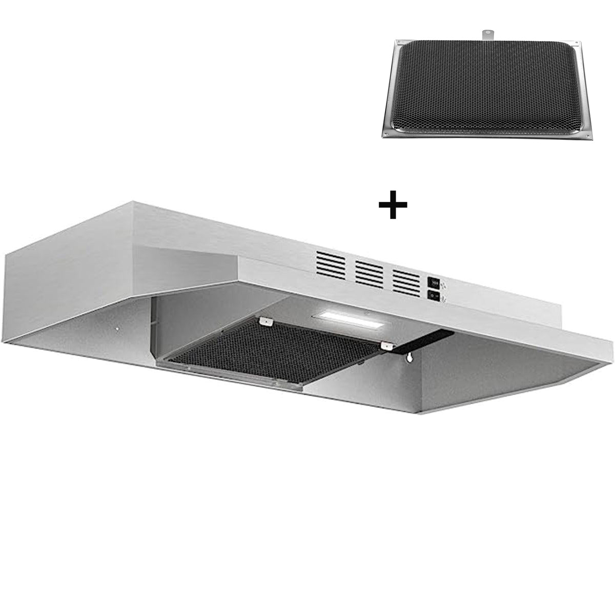 Tieasy Range Hood 30 inch Under Cabinet Range Hood 230 CFM with Carbon  Filter - USGF 2375CF