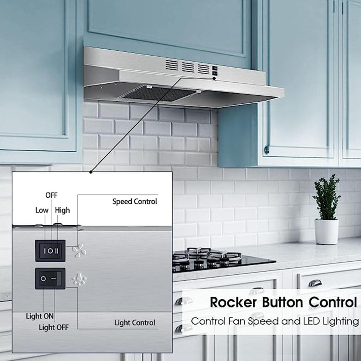 Tieasy Range Hood 30 inch Under Cabinet, Stainless Steel Kitchen Vent Hood 280CFM - ZMS- 3976 - Tieasy